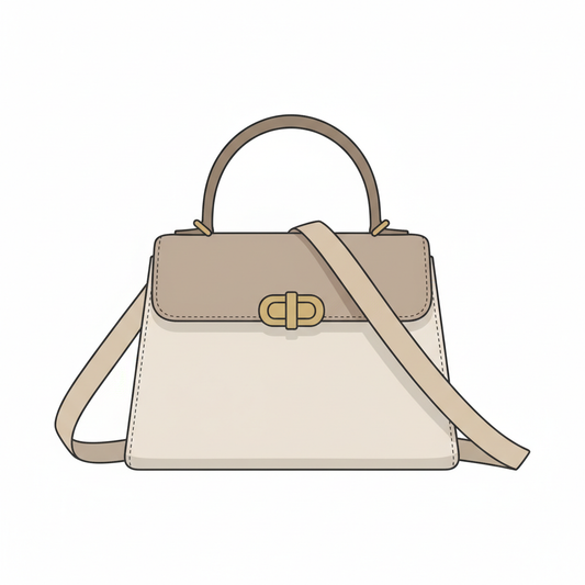 Minimal illustration of a luxury handbag